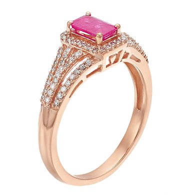 LeRose by Lexi and Rose 10k Rose Gold Ruby & 1/4 Carat T.W. Diamond Ring