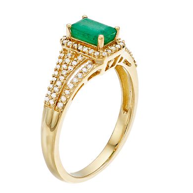 10k Gold Emerald 1/4 Carat T.W. Diamond Ring
