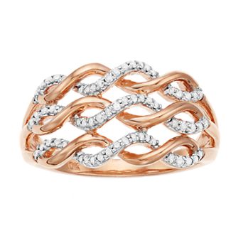LeRose by Lexi and Rose 10k Rose Gold 1/4 Carat T.W. Diamond Tiered Twist Ring