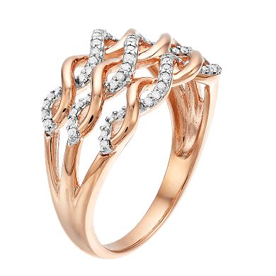 LeRose by Lexi and Rose 10k Rose Gold 1/4 Carat T.W. Diamond Tiered Twist Ring