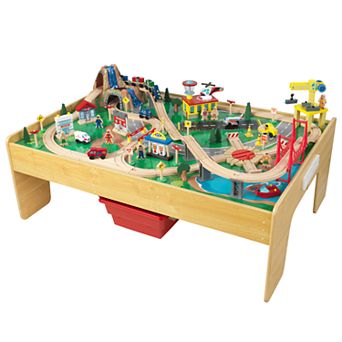 Boys Girls Neutral KidKraft Adventure Town Railway Train Set & Table with EZ Kraft Assembly