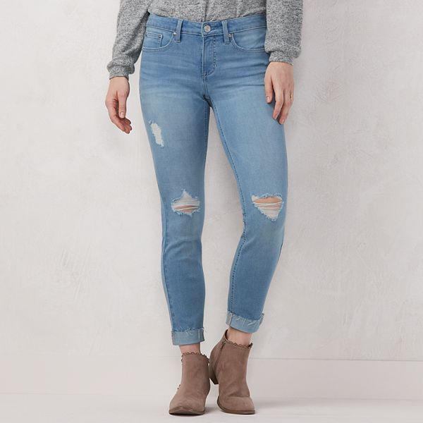 LC Lauren Conrad Jeans Womens Size 14 Distressed Raw Hem High Rise