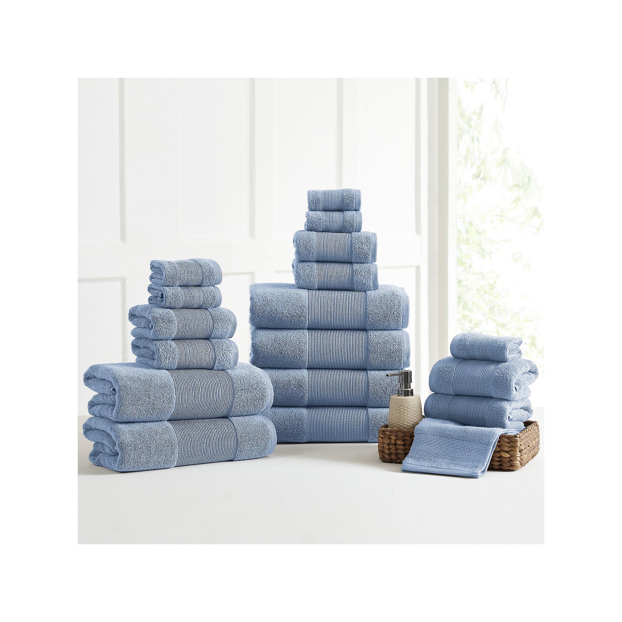 Amrapur Air Cloud 18-piece Bath Towel Set, Blue
