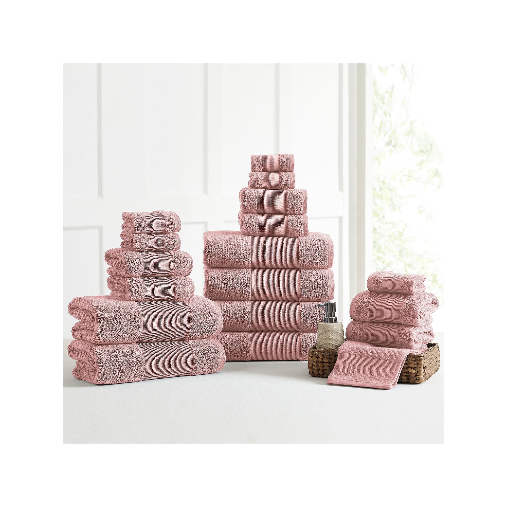 Amrapur Air Cloud 18-piece Bath Towel Set, Blush