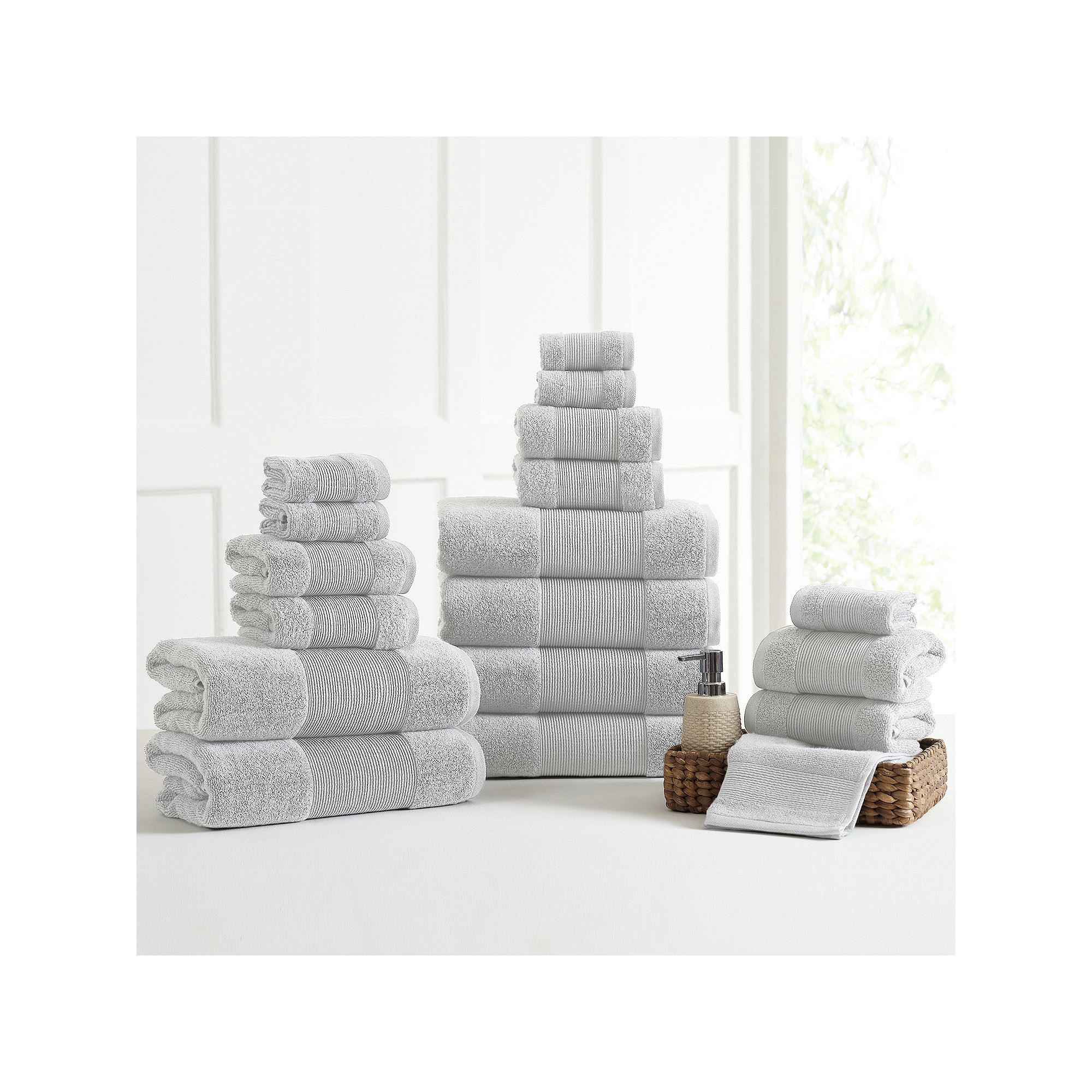 Amrapur Air Cloud 18-piece Bath Towel Set, Gray