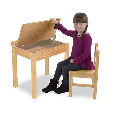 Melissa & Doug Child's Honey Wooden Lift-Top Desk & Chair Set