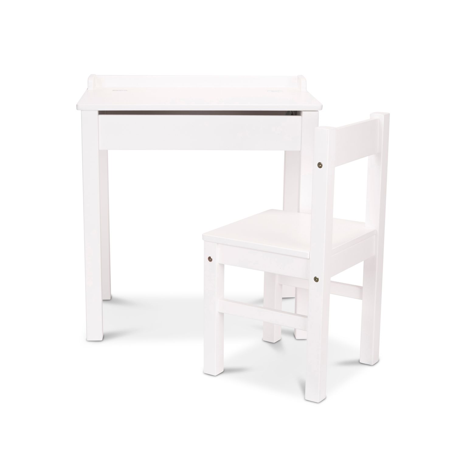 childs white desk and chair