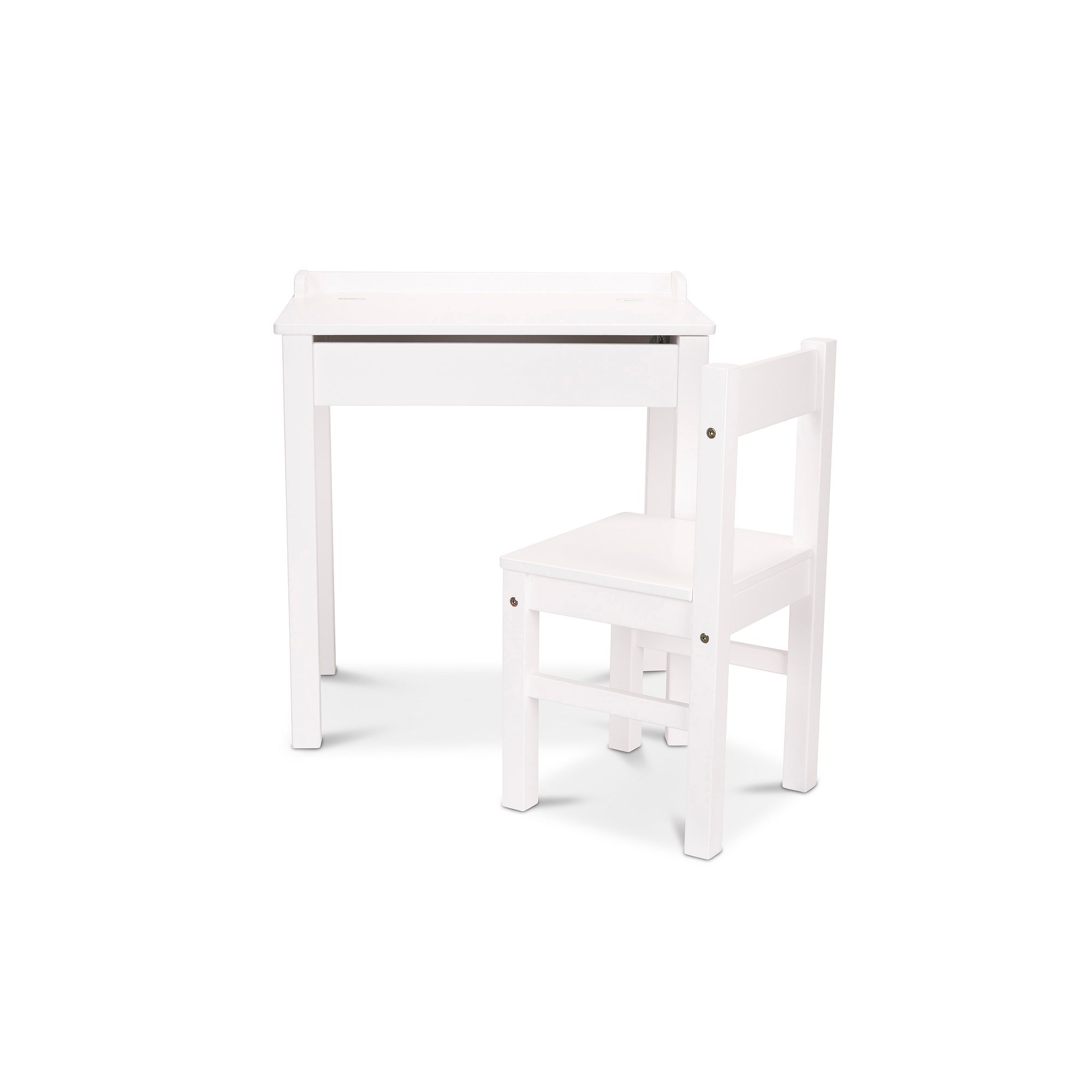 Melissa & Doug Childs White Wooden Lift-Top Desk & Chair Set