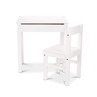 Melissa & Doug Child's White Wooden Lift-Top Desk & Chair Set
