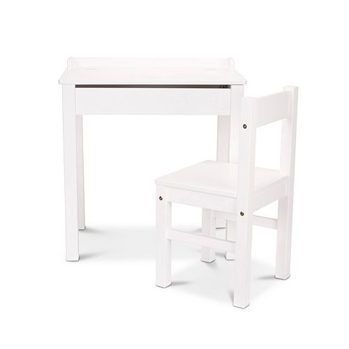 Melissa Doug Child S White Wooden Lift Top Desk Chair Set