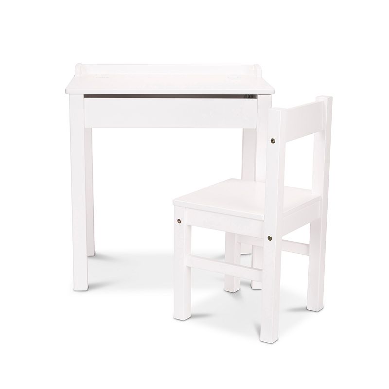 Melissa & Doug Childs White Wooden Lift-Top Desk & Chair Set