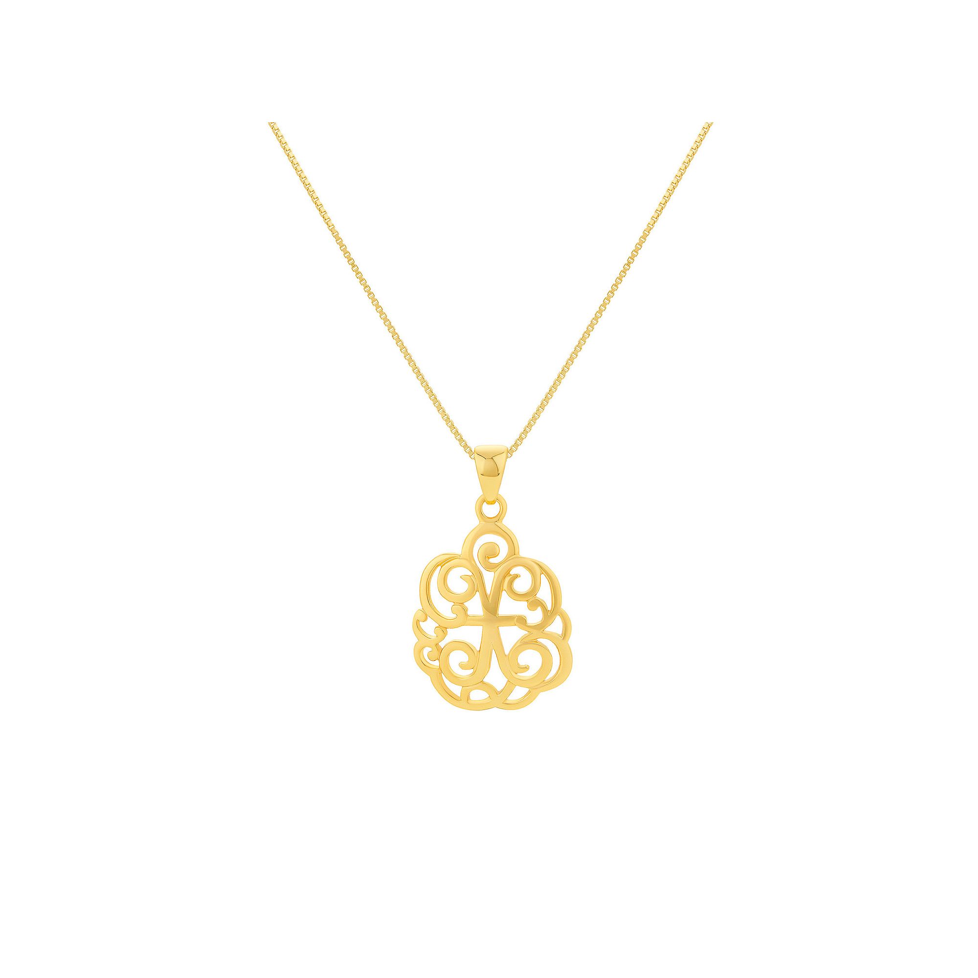 PRIMROSE Sterling Silver Monogram Initial Pendant Necklace, Womens, Size: