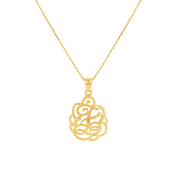 PRIMROSE Sterling Silver Monogram Initial Pendant Necklace - Gold Tone Z