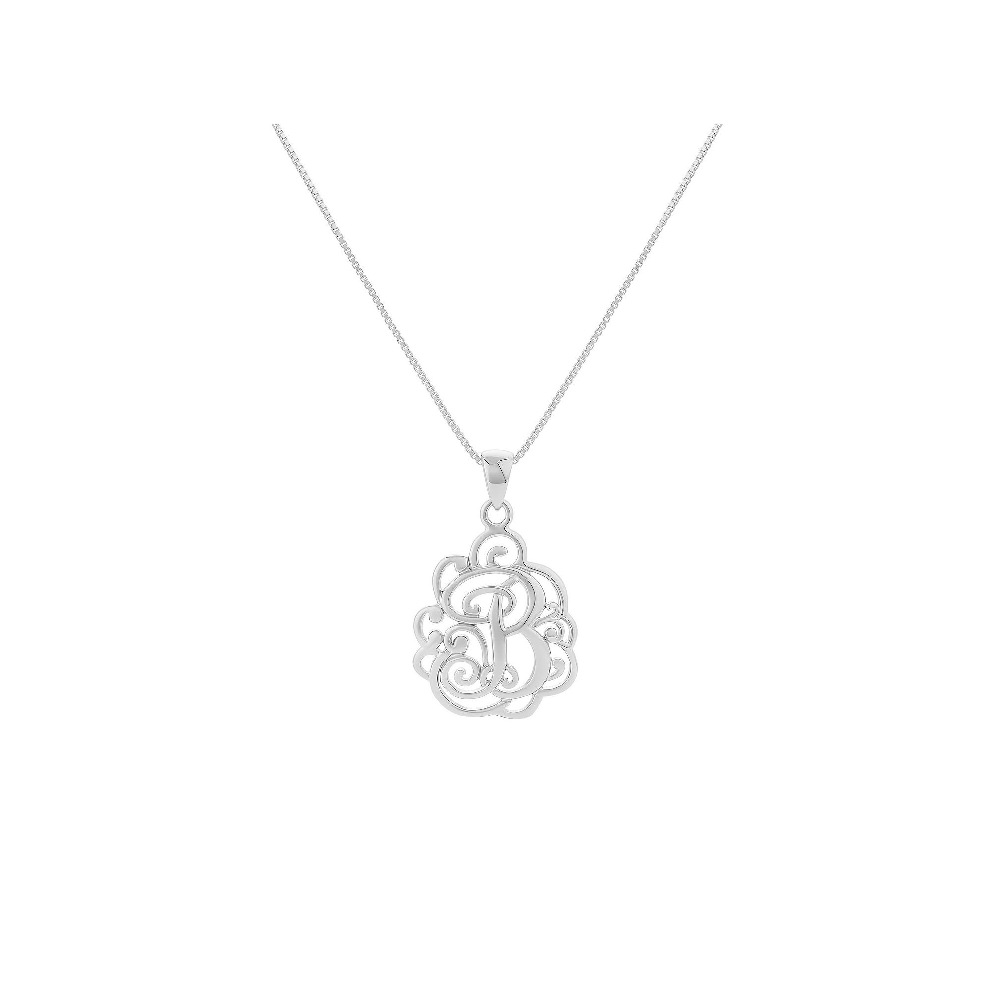 PRIMROSE Sterling Silver Monogram Initial Pendant Necklace, Womens, Size: