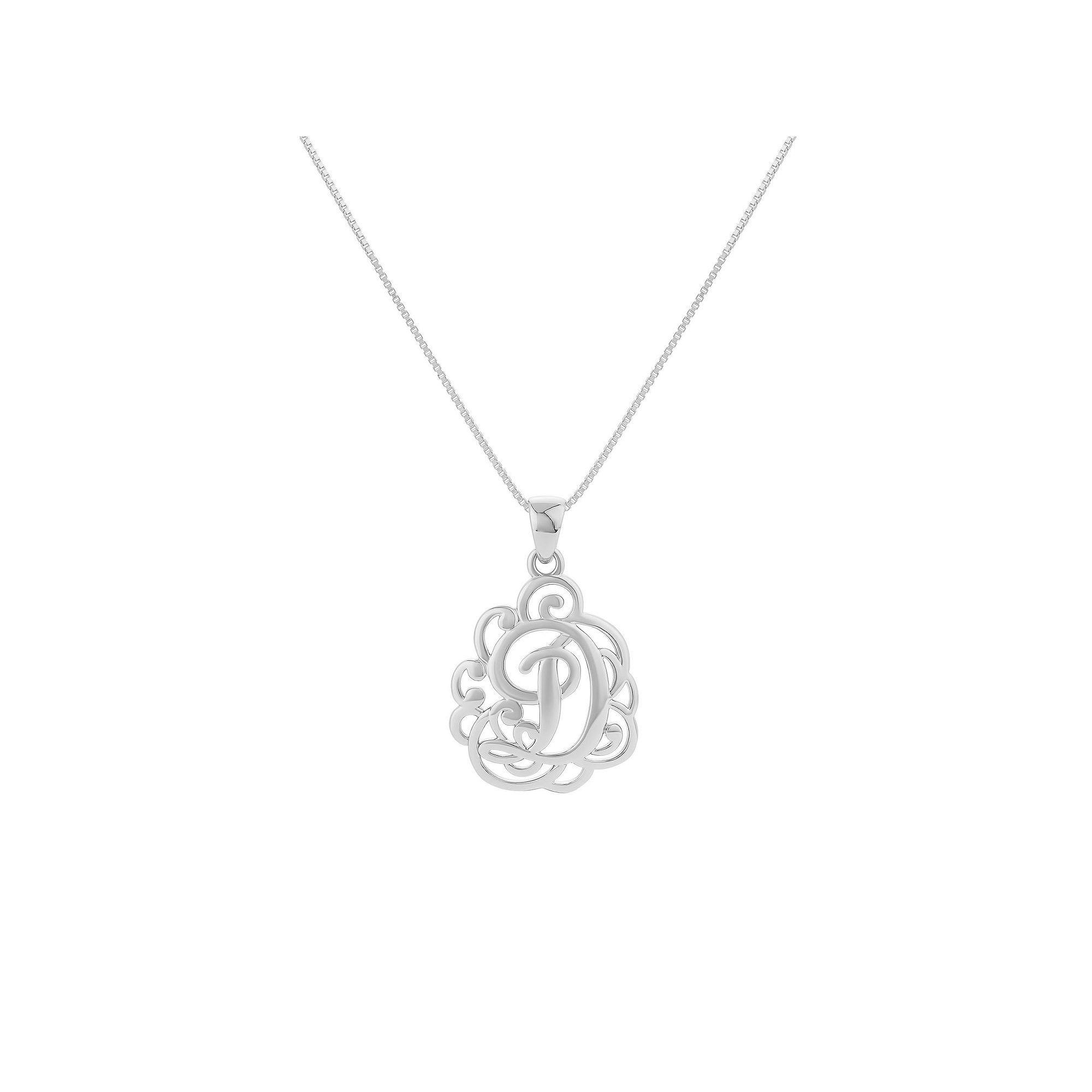 PRIMROSE Sterling Silver Monogram Initial Pendant Necklace, Womens, Size: