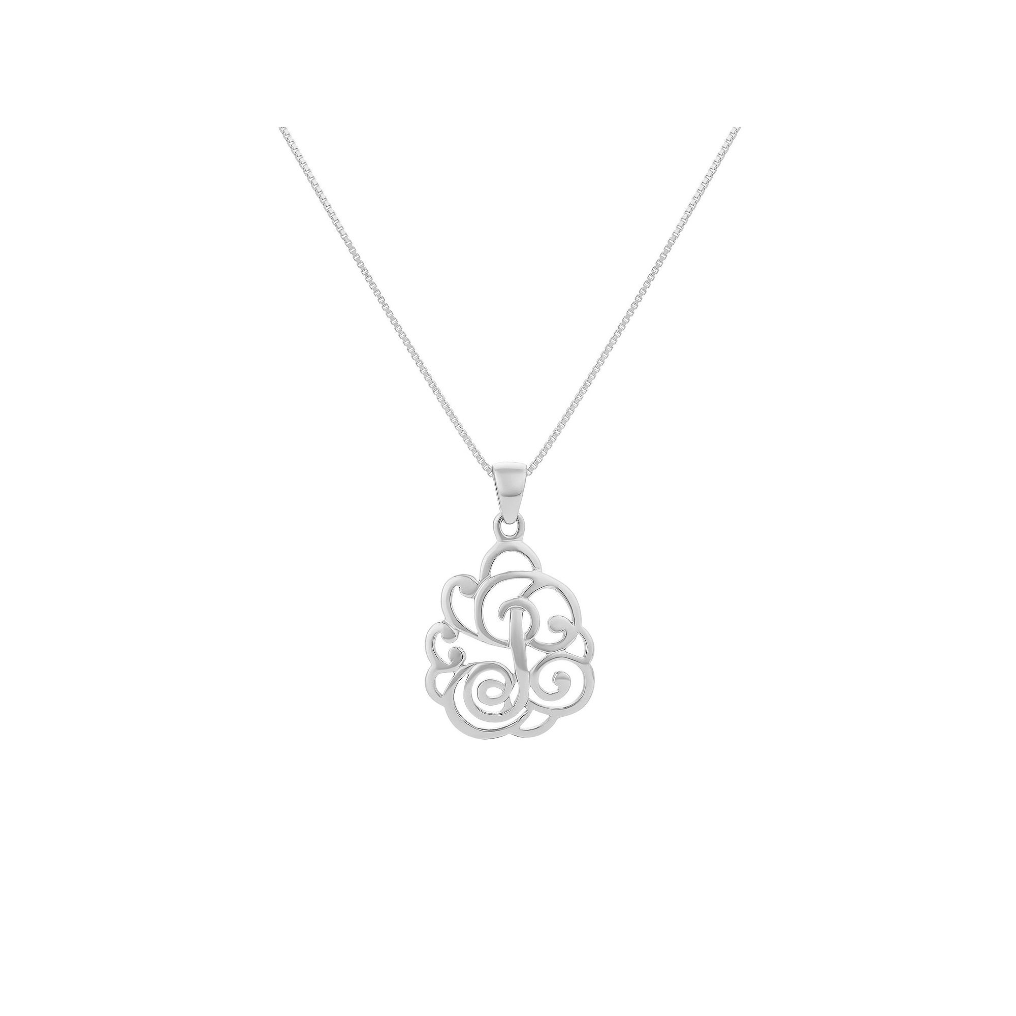 PRIMROSE Sterling Silver Monogram Initial Pendant Necklace, Womens, Size: