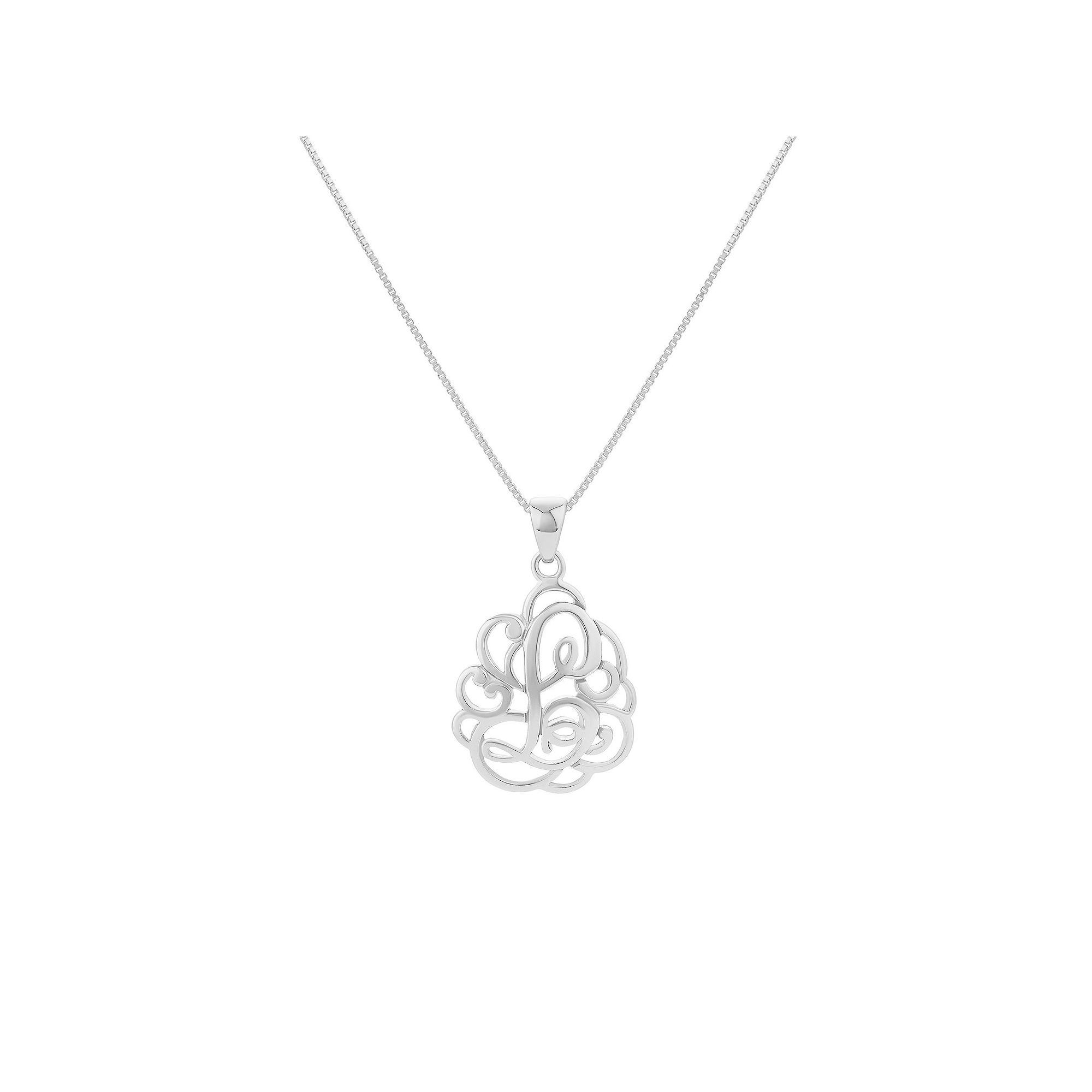 PRIMROSE Sterling Silver Monogram Initial Pendant Necklace, Womens, Size: