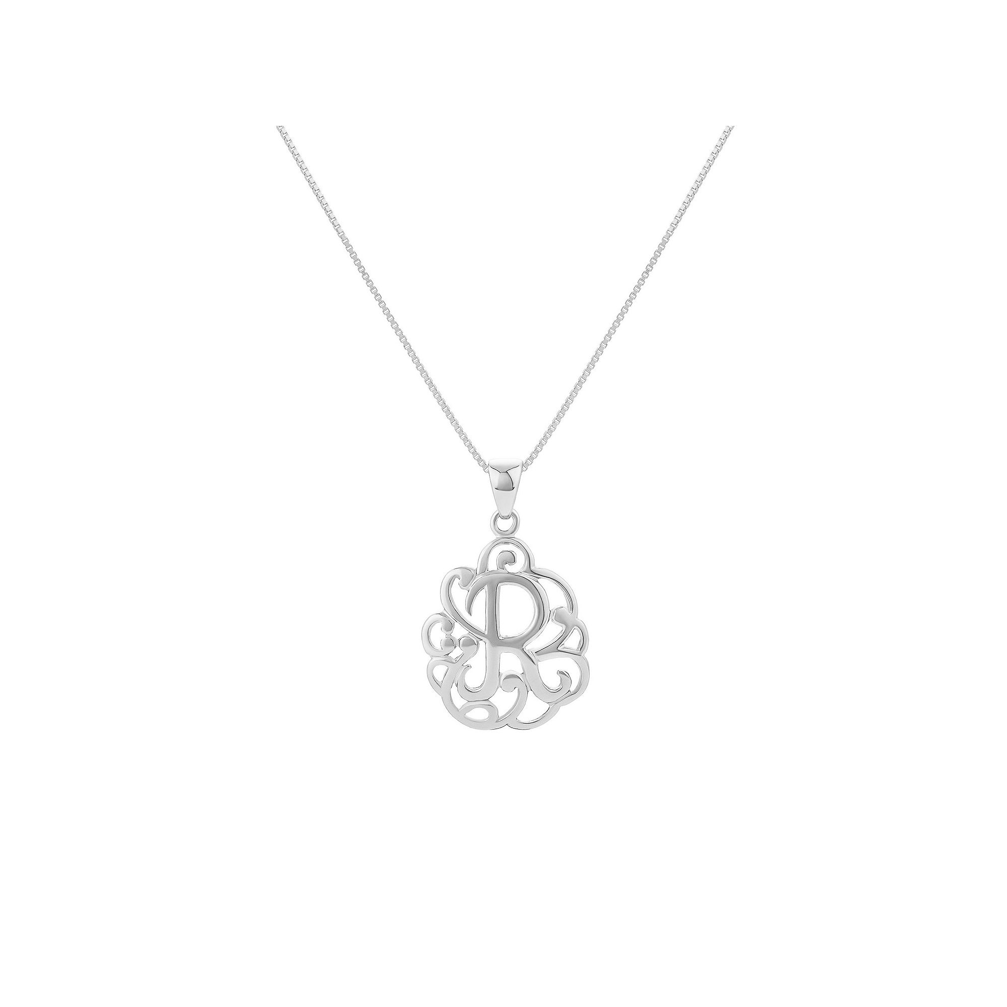 PRIMROSE Sterling Silver Monogram Initial Pendant Necklace, Womens, Size: