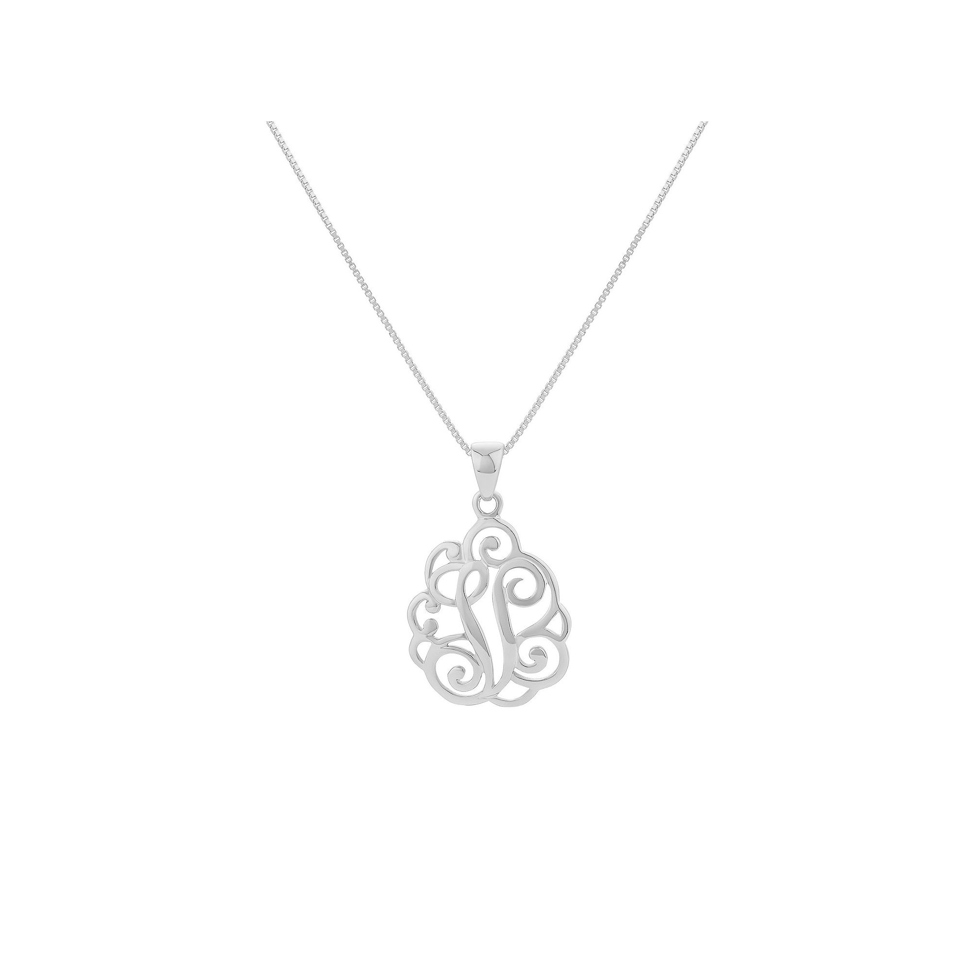 PRIMROSE Sterling Silver Monogram Initial Pendant Necklace, Womens, Size: