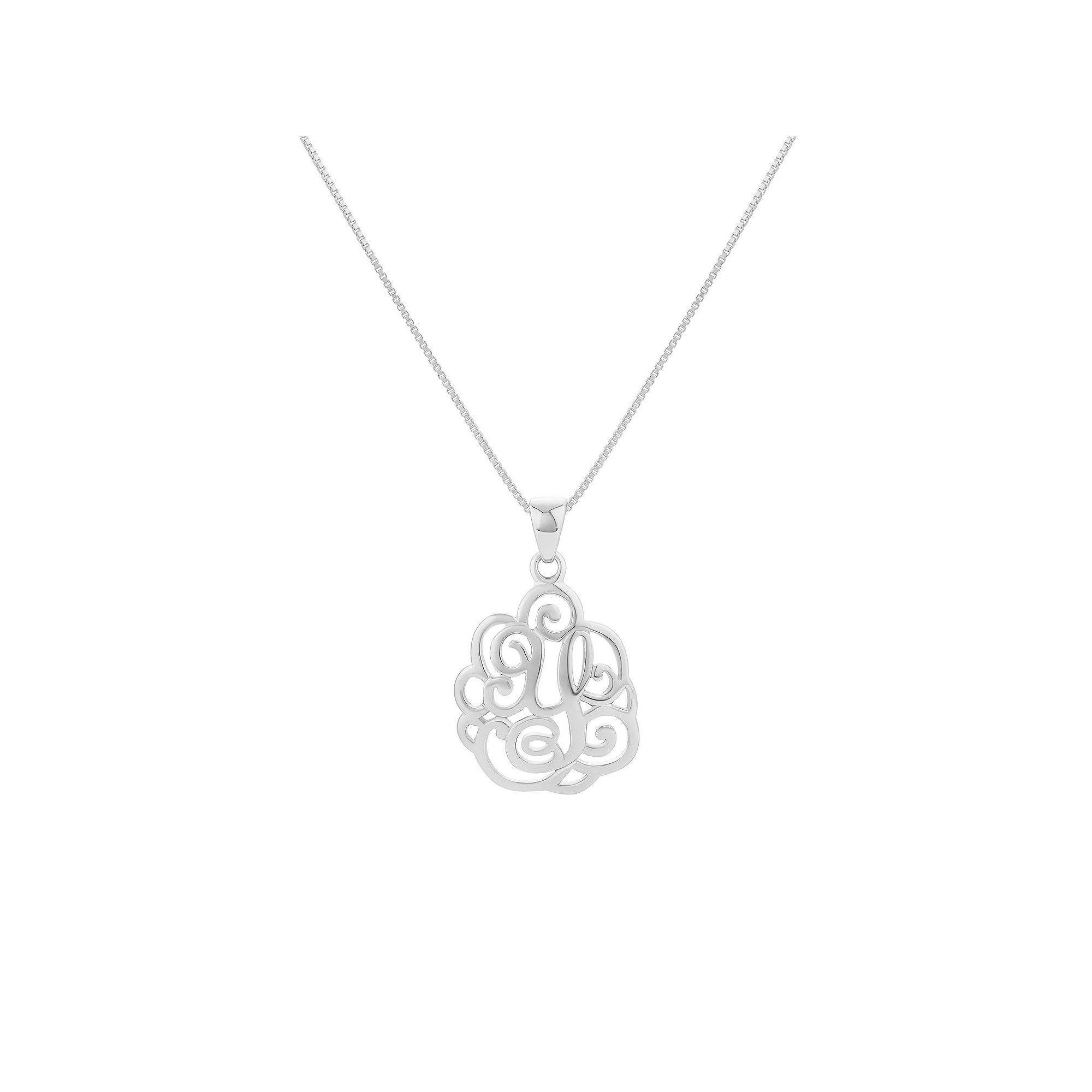 PRIMROSE Sterling Silver Monogram Initial Pendant Necklace, Womens, Size:
