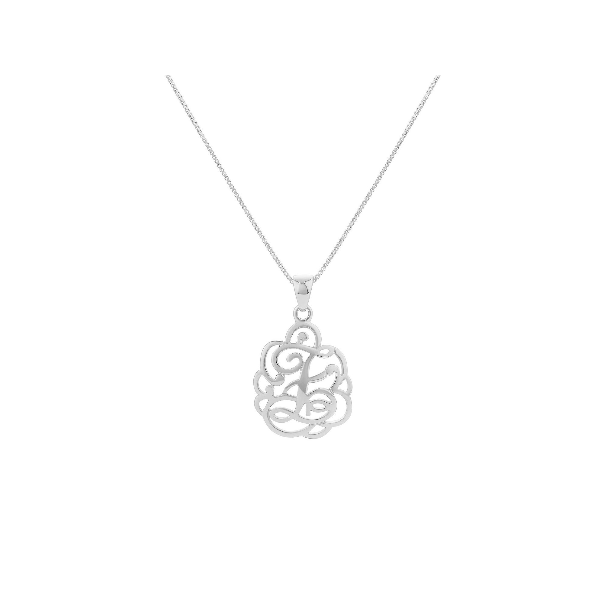 PRIMROSE Sterling Silver Monogram Initial Pendant Necklace, Womens, Size:
