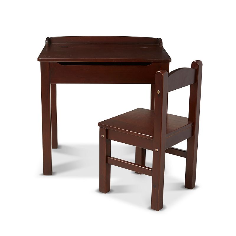 Melissa & Doug Child’s Espresso Wooden Lift-Top Desk & Chair Set, Brown