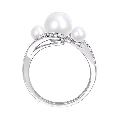 Stella Grace 10k White Gold Freshwater Cultured Pearl Bypass Ring