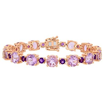 Stella Grace Rose Plated Sterling Silver Rose de France & Amethyst Bracelet