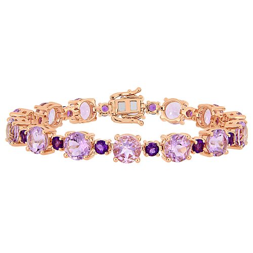 Stella Grace Rose Plated Sterling Silver Rose de France & Amethyst Bracelet