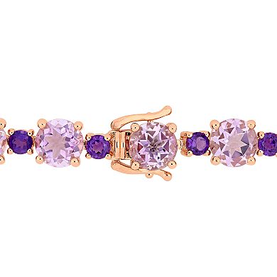 Stella Grace Rose Plated Sterling Silver Rose de France & Amethyst Bracelet