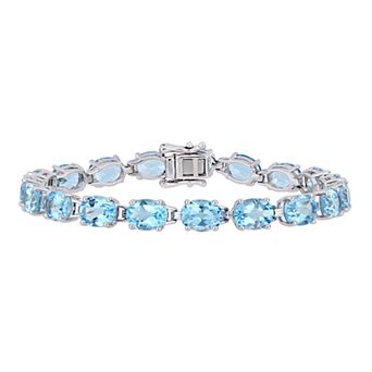 Stella Grace Sterling Silver Blue Topaz Tennis Bracelet