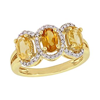 Stella Grace Citrine & 1/5 Carat T.W. Diamond Halo Ring