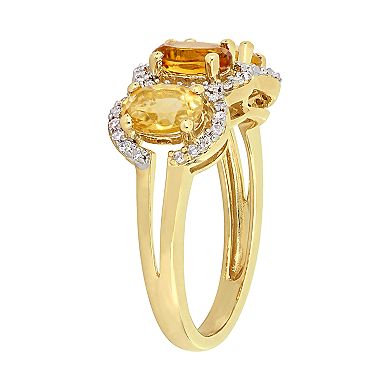 Stella Grace Citrine & 1/5 Carat T.W. Diamond Halo Ring