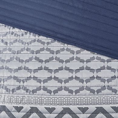 Madison Park Christian 4-piece Jacquard Quilt Set with Shams and Decorative Pillows