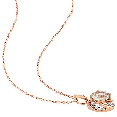 Stella Grace 18k Rose Gold Over Silver Green Quartz & Diamond Accent Pendant