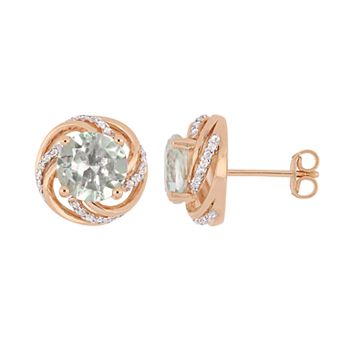 Stella Grace 18k Rose Gold Over Silver Green Quartz & White Topaz Earrings
