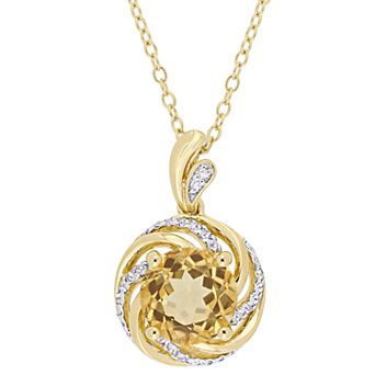 Stella Grace 18k Gold Over Silver Citrine & Diamond Accent Pendant