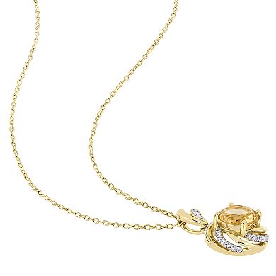 Stella Grace 18k Gold Over Silver Citrine & Diamond Accent Pendant