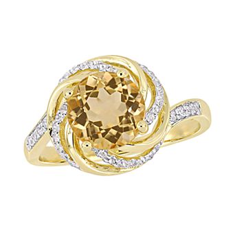 Stella Grace 18k Gold Over Silver Citrine & Diamond Accent Halo Ring