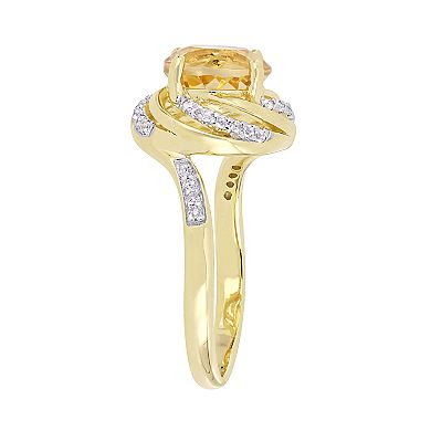 Stella Grace 18k Gold Over Silver Citrine & Diamond Accent Halo Ring