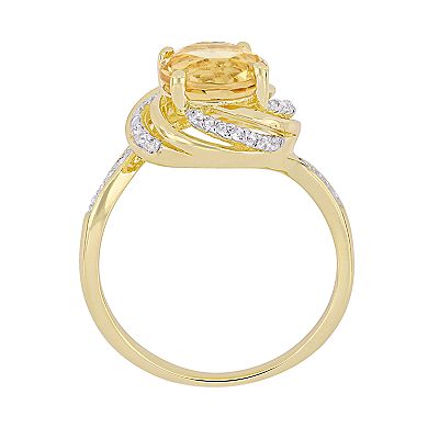 Stella Grace 18k Gold Over Silver Citrine & Diamond Accent Halo Ring