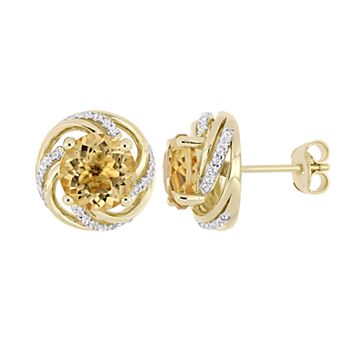 Stella Grace 18k Gold Over Silver Citrine & White Topaz Earrings