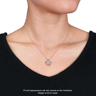 Stella Grace 18k Rose Gold Over Silver White Topaz Pendant and Stud Earring Set