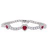 Stella Grace Sterling Silver Ruby & White Sapphire Heart Bracelet