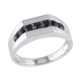 Stella Grace Sterling Silver Black Sapphire Men's Ring