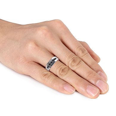 Stella Grace Sterling Silver Black Sapphire Men's Ring