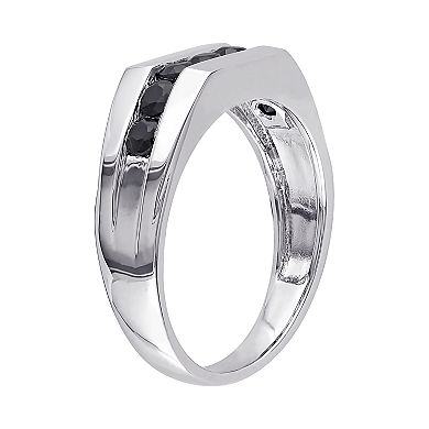 Stella Grace Sterling Silver Black Sapphire Men's Ring