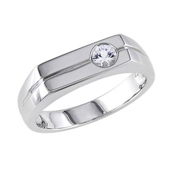 Stella Grace Sterling Silver White Sapphire Men's Wedding Band