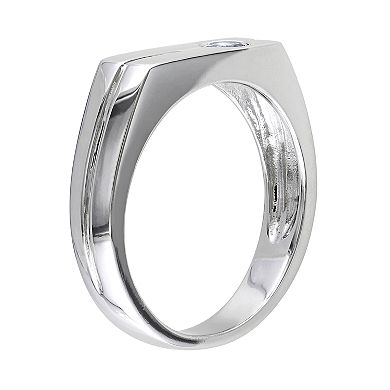 Stella Grace Sterling Silver White Sapphire Men's Wedding Band