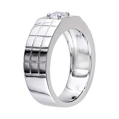 Stella Grace Sterling Silver Lab-Created White Sapphire Men's Ring